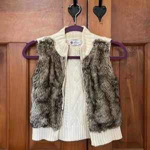 White knitted fur vest